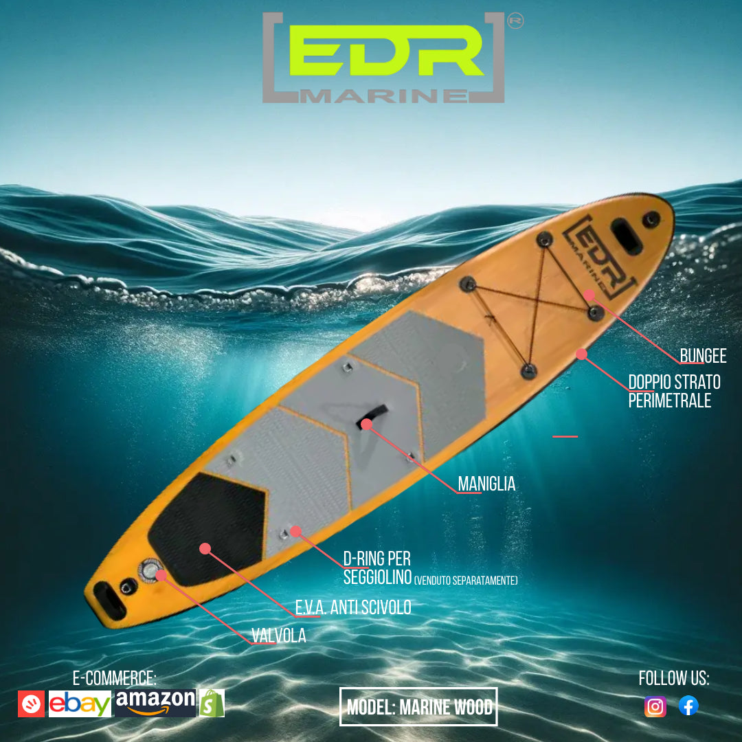 MARINE WOOD - SUP colore teak con predisposizione seggiolino